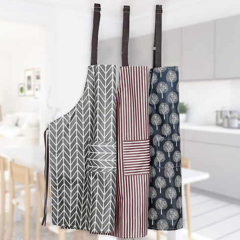 SATINIOR 3 Pieces Women Waterproof Apron with Pockets Adjustable Cooking Aprons Kitchen Bib for Baking Household Cleaning...